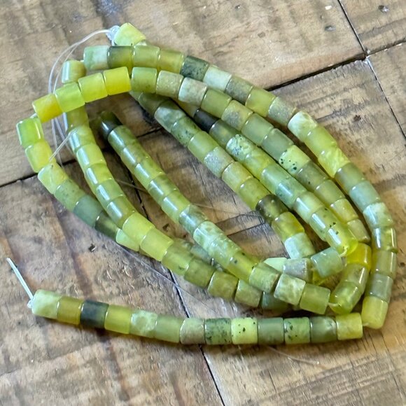 Xiuyan Jade Column Bead Strand - 6mm - Picture 1 of 2